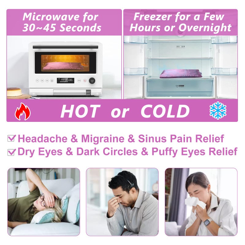 RelaxCoo ريلاكسكو وسادة عين باللافندر للاسترخاء، اليوغا، النوم، قناع عين ثقيل مدفأ للصداع، الجيوب الأنفية، تخفيف جفاف العين، كمادات عين بالحرارة الرطبة، إكسسوارات التأمل مع العلاج بالعطور، عبوة من 2 - Image 4