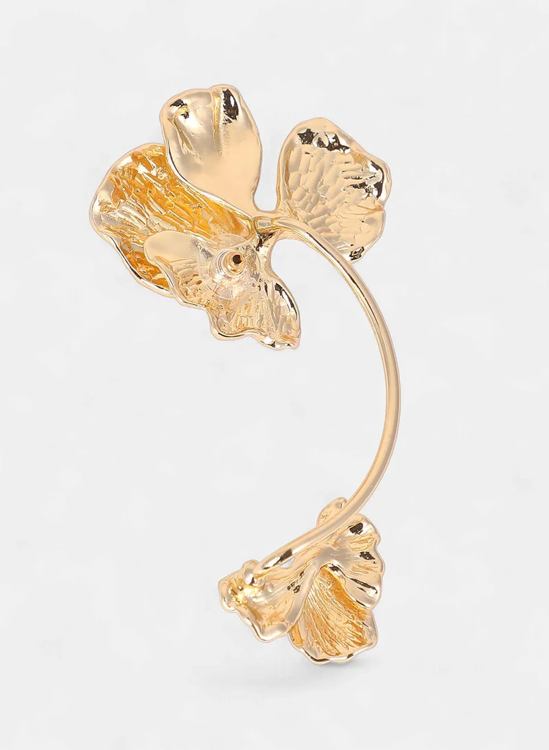 SOHI Women The Withering-Petal Cuff Earrings | California Gold Colour | One-Size | Metallic Alloy Material | Slip On Closure | Earrings For Casual & Evening Wear