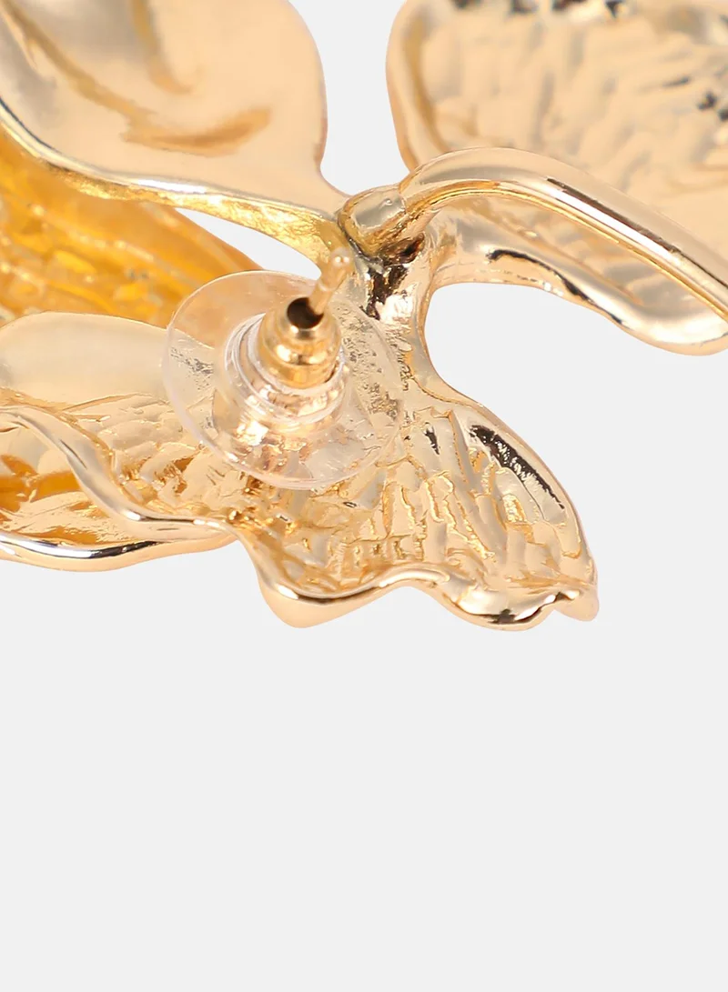SOHI Women The Withering-Petal Cuff Earrings | California Gold Colour | One-Size | Metallic Alloy Material | Slip On Closure | Earrings For Casual & Evening Wear