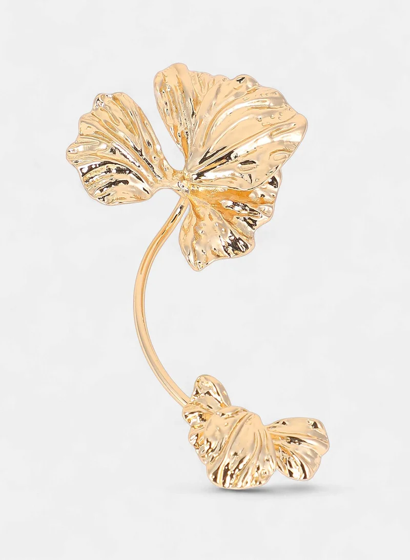 SOHI Women The Withering-Petal Cuff Earrings | California Gold Colour | One-Size | Metallic Alloy Material | Slip On Closure | Earrings For Casual & Evening Wear