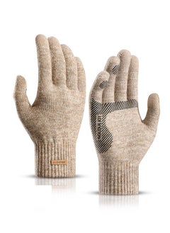 Winter Men's Warm Plush Riding Wrist Windproof High Elastic Wool Gloves