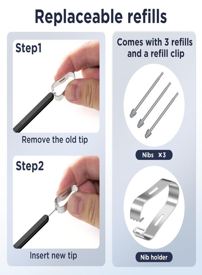 MOBOSI قلم MOBOSI سليم إصدار فولد لهاتف سامسونج جالاكسي Z فولد 6/فولد 5 فقط، قلم Z فولد 6 مع 3 رؤوس وفتحة قلم لاصق وأزرار متعددة الوظائف، قلم لمسي بقطر 0.059 بوصة و4096 مستوى ضغط، أسود - Image 4