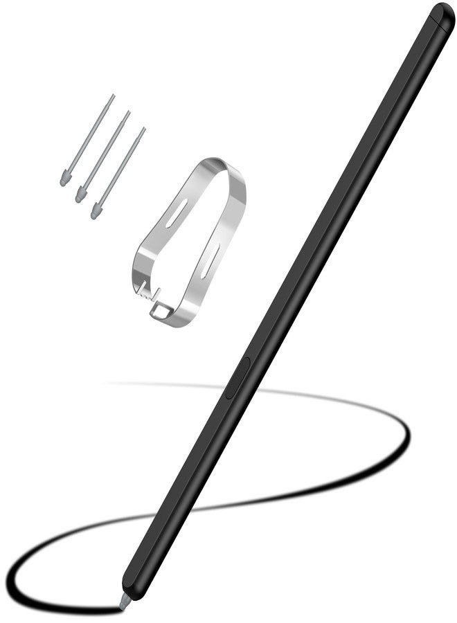 MOBOSI قلم MOBOSI سليم إصدار فولد لهاتف سامسونج جالاكسي Z فولد 6/فولد 5 فقط، قلم Z فولد 6 مع 3 رؤوس وفتحة قلم لاصق وأزرار متعددة الوظائف، قلم لمسي بقطر 0.059 بوصة و4096 مستوى ضغط، أسود - Image 1