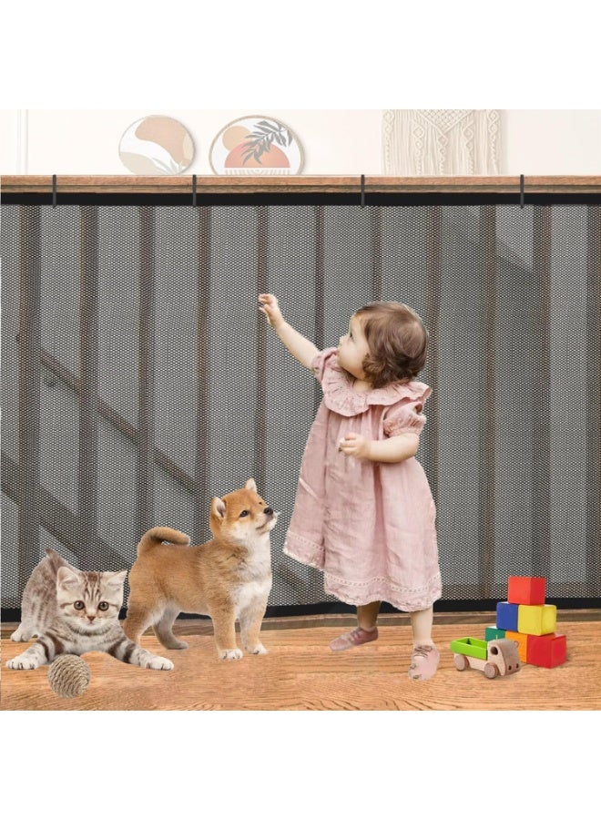 Baby Banister Guard, 3M Stairway Net, Child Rail Balcony Safety Mesh for Kids, Toddlers, Pets - Thickened Stair Railing Guard for Indoor Use - Black