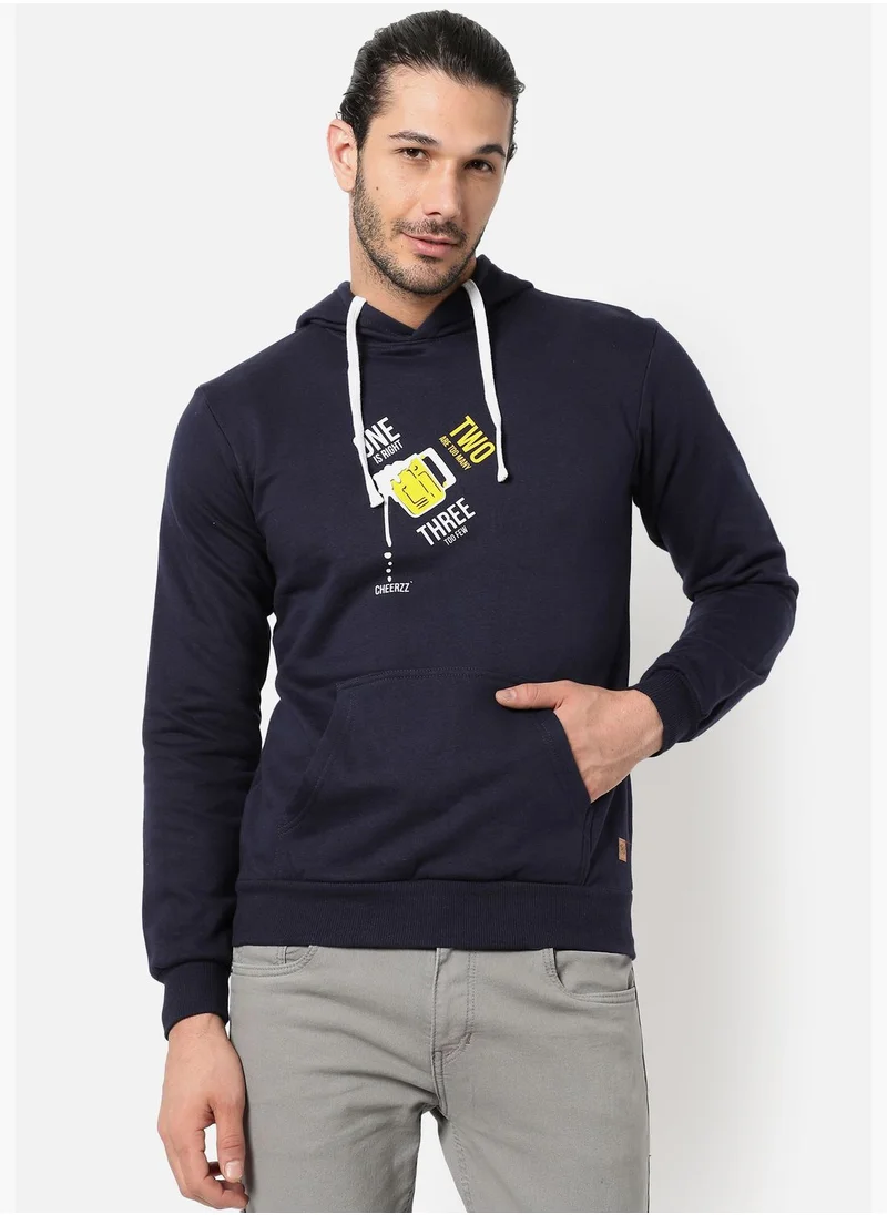 Campus Sutra Front Pocket Printed Hoodie
