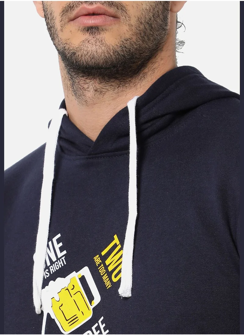 Campus Sutra Front Pocket Printed Hoodie