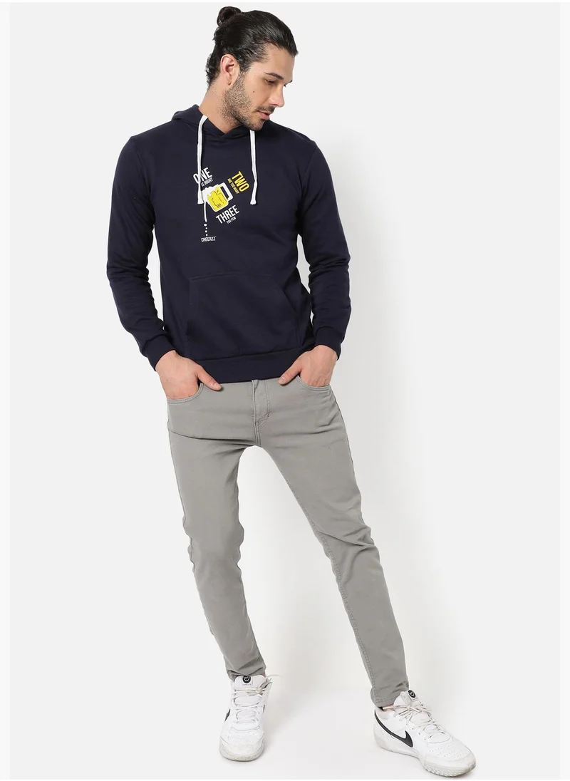 Campus Sutra Front Pocket Printed Hoodie