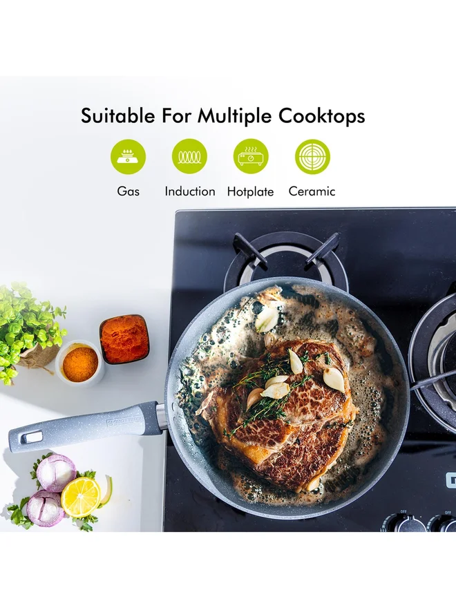 رويال فورد مقلاة ووك ذكية بطلاء رخامي،  سم رمادي