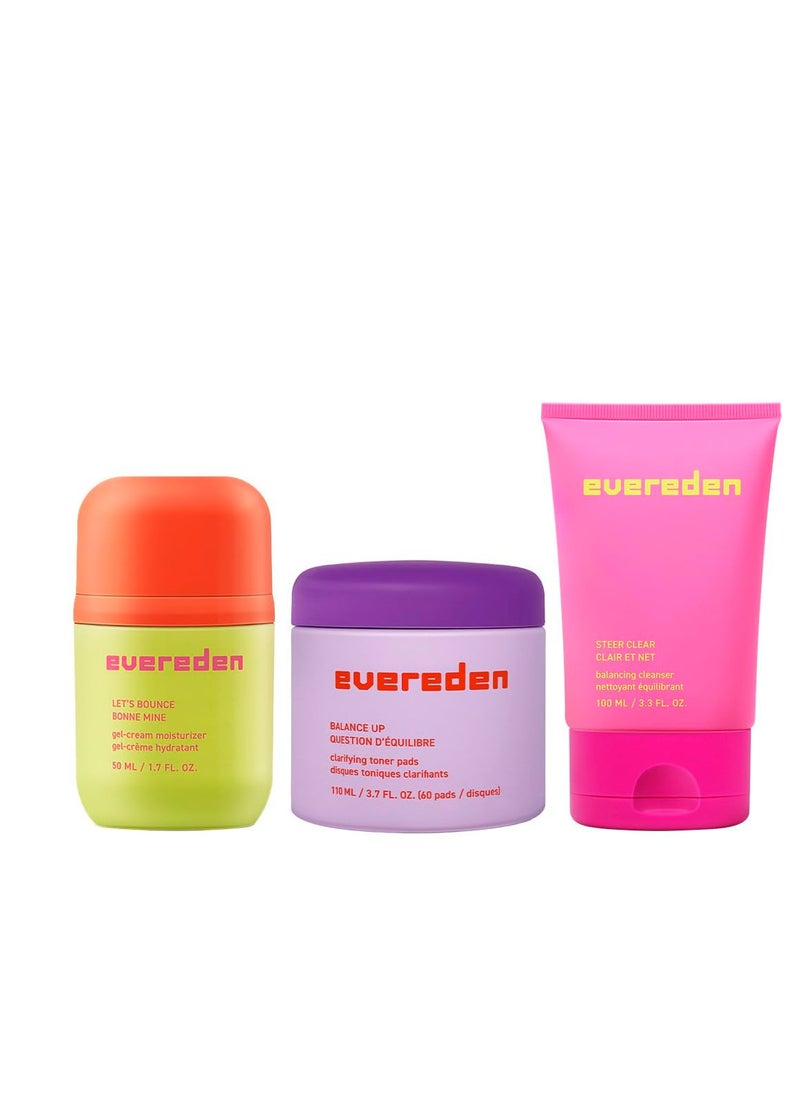 Evereden Evereden Pre-Teen Collection: Triple Green Tea Steer Clear Balancing Jelly Cleanser Pre Teen Face Wash, Let's Bounce Gel-Cream Teen Face Moisturizer, & Balance Up Water-Based Toner Pads for Face  - Image 1