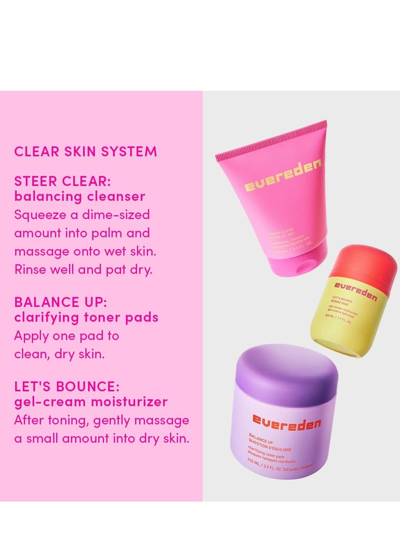 Evereden Evereden Pre-Teen Collection: Triple Green Tea Steer Clear Balancing Jelly Cleanser Pre Teen Face Wash, Let's Bounce Gel-Cream Teen Face Moisturizer, & Balance Up Water-Based Toner Pads for Face  - Image 2