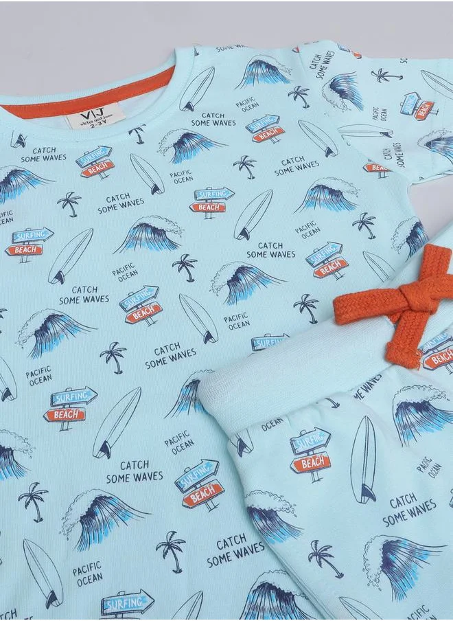 فكتور اند جين All-Over Printed Cotton T-Shirt and Pyjama Set