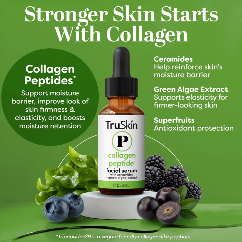 TruSkin Pro Collagen Multi Peptides Serum for Face â€“ Anti Aging Face Serum with TriPeptide-29 & Ceramides â€“ Support Skinâ€™s Natural Collagen & Skin Barrier for Firmer-Looking Skin â€“ 1 fl. Oz - Image 2