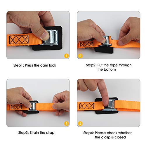 JCHL Sturdy 20-foot-by-1-inch Tie Down Strap Lashing Strap Cargo Tie-Down Strap Padded Cam Lock Buckle 1000lbs Capacity (2-Pack) - Image 3