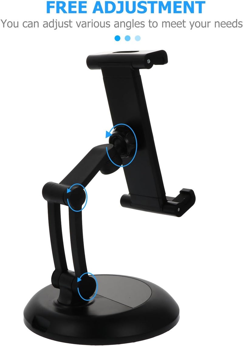 Metal Desktop Tablet Stand and Phone Holder Bracket Universal Adjustable Phone Rack for Home and Office Use Black Folding and Tablet Support - Image 5