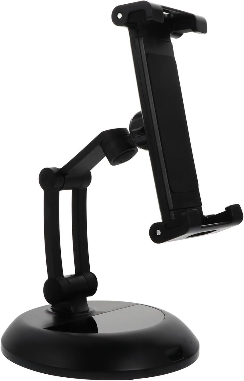 Metal Desktop Tablet Stand and Phone Holder Bracket Universal Adjustable Phone Rack for Home and Office Use Black Folding and Tablet Support - Image 1