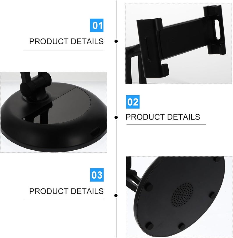 Metal Desktop Tablet Stand and Phone Holder Bracket Universal Adjustable Phone Rack for Home and Office Use Black Folding and Tablet Support - Image 3