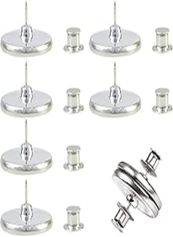 Generic 8 Pcs Curtain Magnets Closure for Drapes, Round Magnetic Curtain Clips Metal Holdback Button to Prevent Lights from Leaking, Detachable Drapery Weights Magnet with Back Tack for Home Bedroom Draperies 