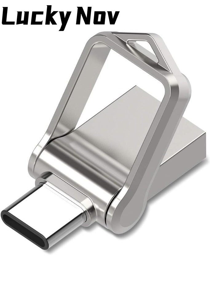 LuckyNov 2TB USB Flash Drive, Type C + USB 3.0 dual-interface drive, Compatible with Smartphones/Apple laptops/Tablets, used for Storing photos/Videos/Documents (Silver) - Image 1
