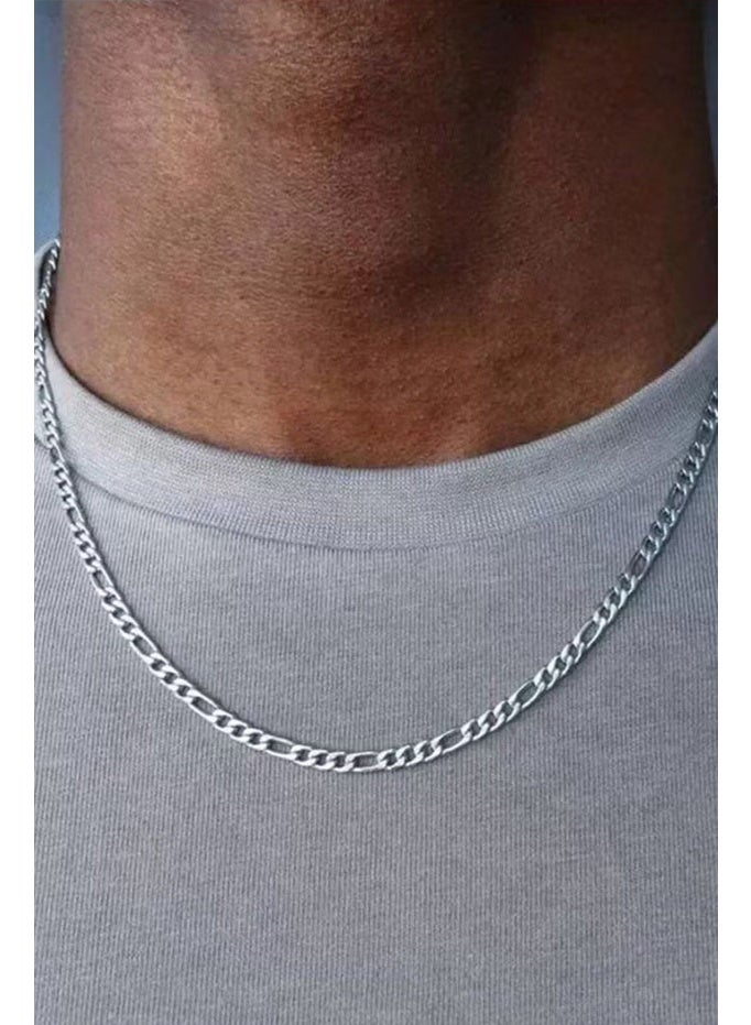 Minimalist Figaro nude chain necklace unisex hip-hop basic chain daily stacked unisex plain chain necklace-silver (60cm) - Image 1
