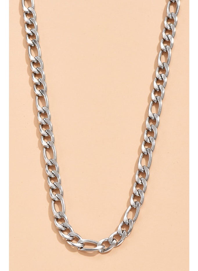 Minimalist Figaro nude chain necklace unisex hip-hop basic chain daily stacked unisex plain chain necklace-silver (60cm) - Image 5