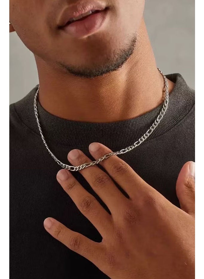Minimalist Figaro nude chain necklace unisex hip-hop basic chain daily stacked unisex plain chain necklace-silver (60cm) - Image 3