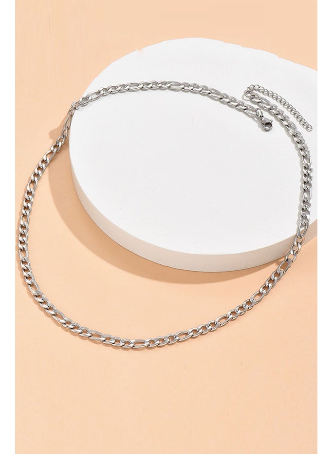 Minimalist Figaro nude chain necklace unisex hip-hop basic chain daily stacked unisex plain chain necklace-silver (60cm) - Image 2