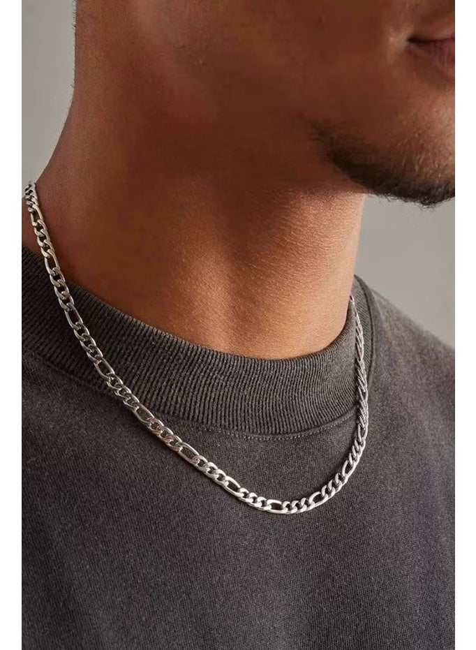 Minimalist Figaro nude chain necklace unisex hip-hop basic chain daily stacked unisex plain chain necklace-silver (60cm) - Image 4
