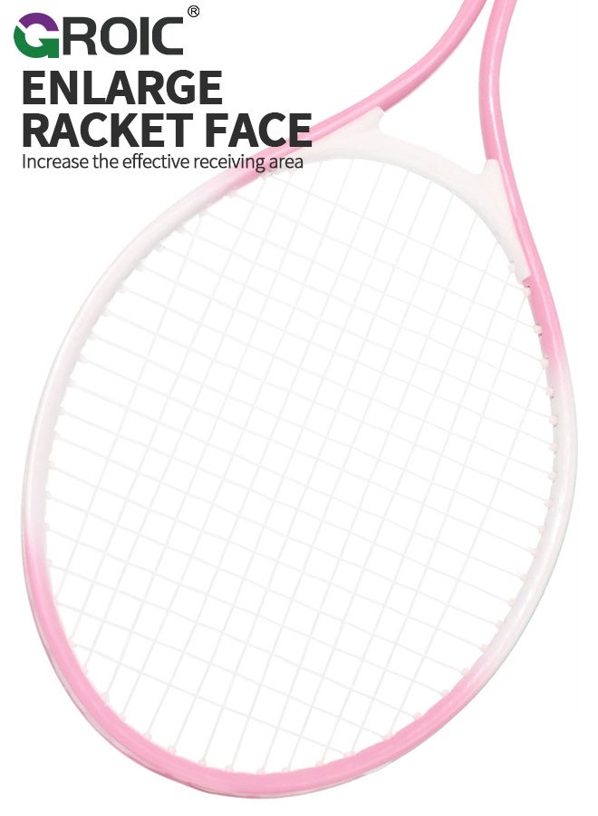 GROIC Kids Tennis Racket, 21-Inch Lightweight Racket in Pink with White Grip, Solo Tennis Trainer with Ball and Mesh Carry Bag, Ideal for Kids Ages 6-12, Beginner-Friendly Tennis Kit, Tennis Trainer Set for Kids - Image 2
