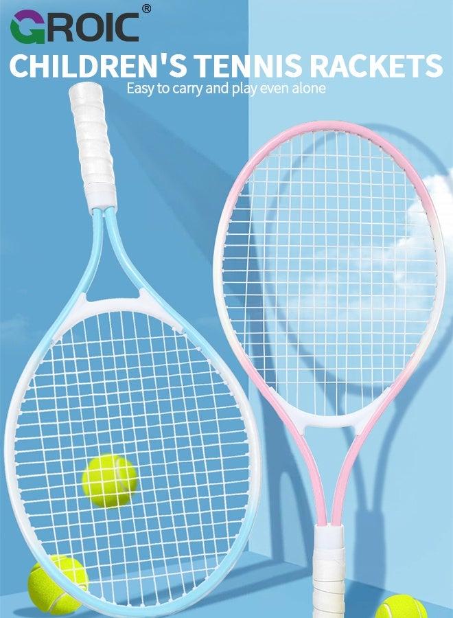 GROIC Kids Tennis Racket, 21-Inch Lightweight Racket in Pink with White Grip, Solo Tennis Trainer with Ball and Mesh Carry Bag, Ideal for Kids Ages 6-12, Beginner-Friendly Tennis Kit, Tennis Trainer Set for Kids - Image 3