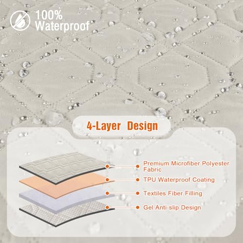 VANSOFY 100% Waterproof Recliner Chair Covers, Recliner Cover Non-Slip Dog Chair Cover Furniture Protector Washable Slipcover with Pocket, Elastic Straps for Pets, Dogs(Beige, 23.6") - Image 5