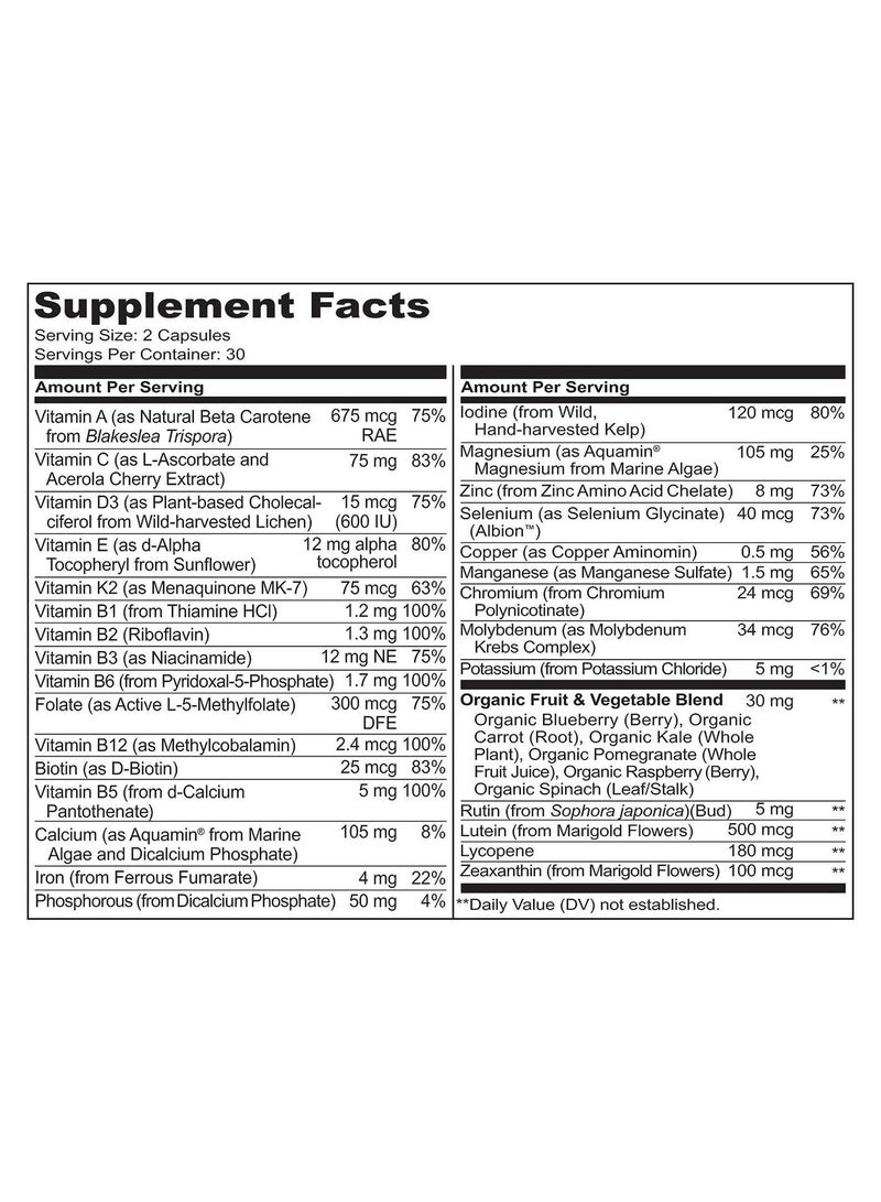 NATURELO Whole Food Multivitamin for Teens to Support Clear Skin, Mental Focus, & Immune Health Dietary Supplement 120 Vegetarian Capsules - Image 5