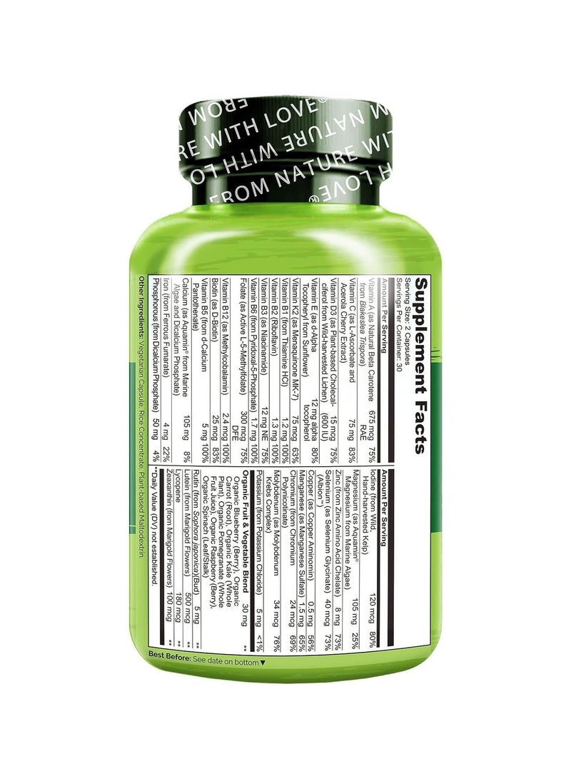 NATURELO Whole Food Multivitamin for Teens to Support Clear Skin, Mental Focus, & Immune Health Dietary Supplement 120 Vegetarian Capsules - Image 3