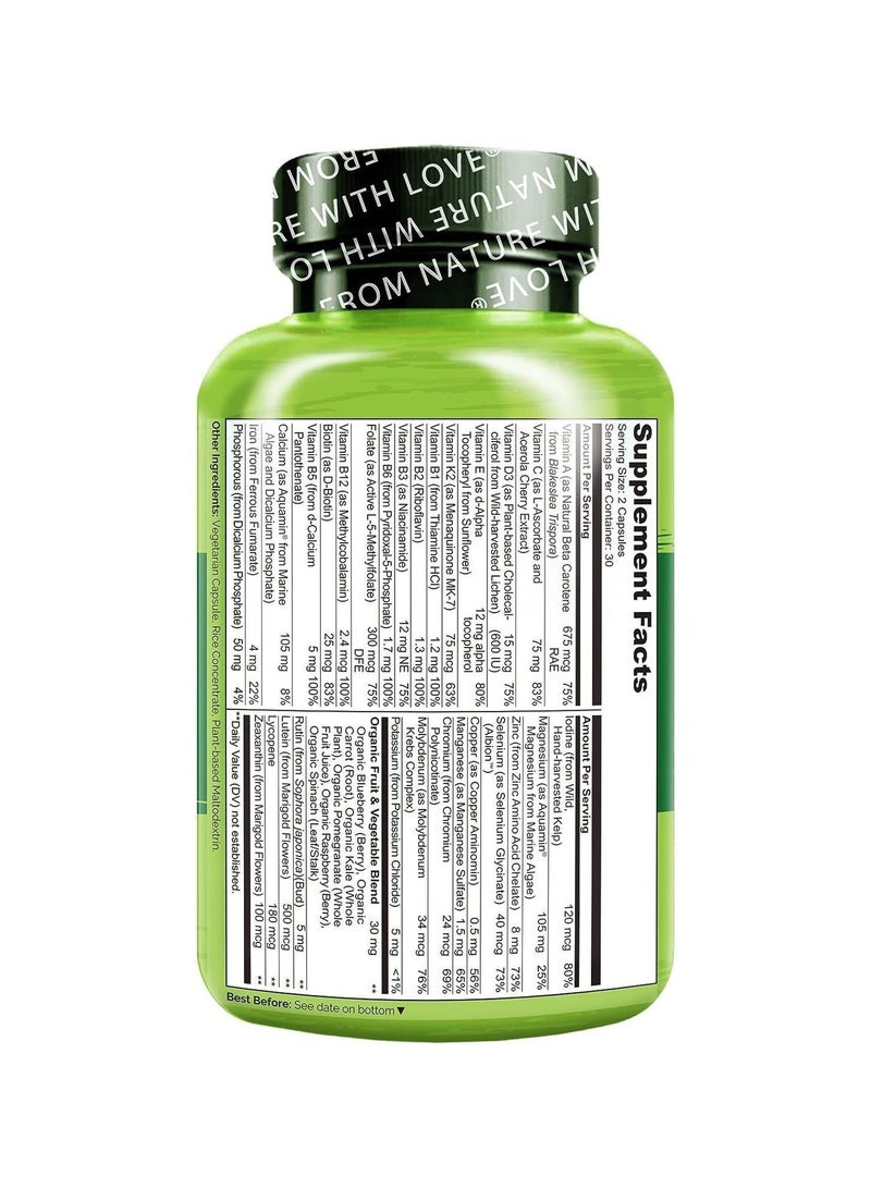 NATURELO فيتامينات متعددة من الأطعمة الكاملة للمراهقين لدعم البشرة الصافية والتركيز الذهني وصحة المناعة، مكمل غذائي 120 كبسولة نباتية - Image 3