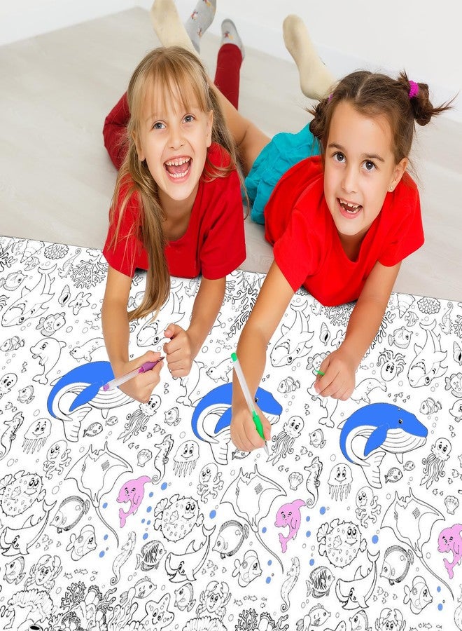LDFDRT Coloring Tablecloth Giant Table Cloths Under The Sea 1 Pack Paper Coloring Poster 54x108 Inch Crafts for Kids Oceans Animal Table Cover for School Parties - Image 4