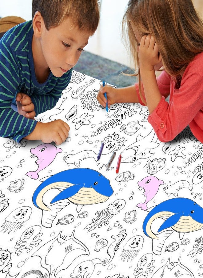 LDFDRT Coloring Tablecloth Giant Table Cloths Under The Sea 1 Pack Paper Coloring Poster 54x108 Inch Crafts for Kids Oceans Animal Table Cover for School Parties - Image 5