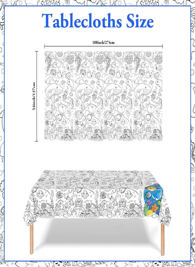 LDFDRT Coloring Tablecloth Giant Table Cloths Under The Sea 1 Pack Paper Coloring Poster 54x108 Inch Crafts for Kids Oceans Animal Table Cover for School Parties - Image 2