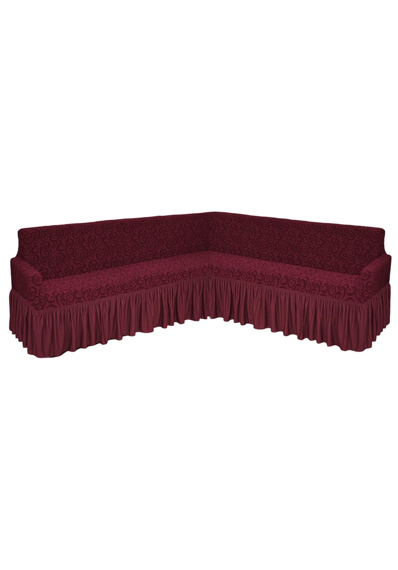 فابينني غطاء أريكة قابل للتمدد على شكل حرف L يتسع لـ 6 مقاعد غطاء أريكة زاوية من قماش الجاكار للأريكة الكبيرة مقاس حر يناسب نماذج مختلفة من الأريكة بطول 4 إلى 6 أمتار مع أي ركن جانبي كستنائي - Image 1