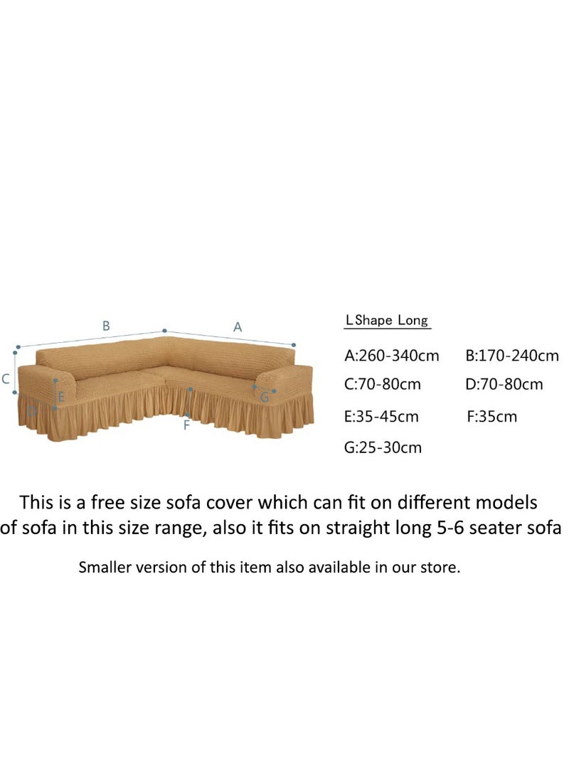فابينني غطاء أريكة قابل للتمدد على شكل حرف L يتسع لـ 6 مقاعد غطاء أريكة زاوية من قماش الجاكار للأريكة الكبيرة مقاس حر يناسب نماذج مختلفة من الأريكة بطول 4 إلى 6 أمتار مع أي ركن جانبي كستنائي - Image 3