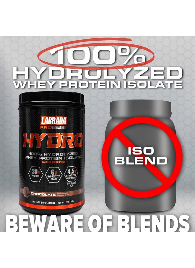LABRADA - Hydro 100% Pure Hydrolyzed Whey Protein Isolate Powder Lactose Free 6G Bcaa’S 4.5G Glutamine Fastest Digesting Whey Available Instant Mixing Delicious Taste (Chocolate) - Image 1