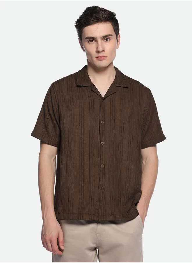 Dennis Lingo Textured Cuban Collar Casual Shirt by Styli