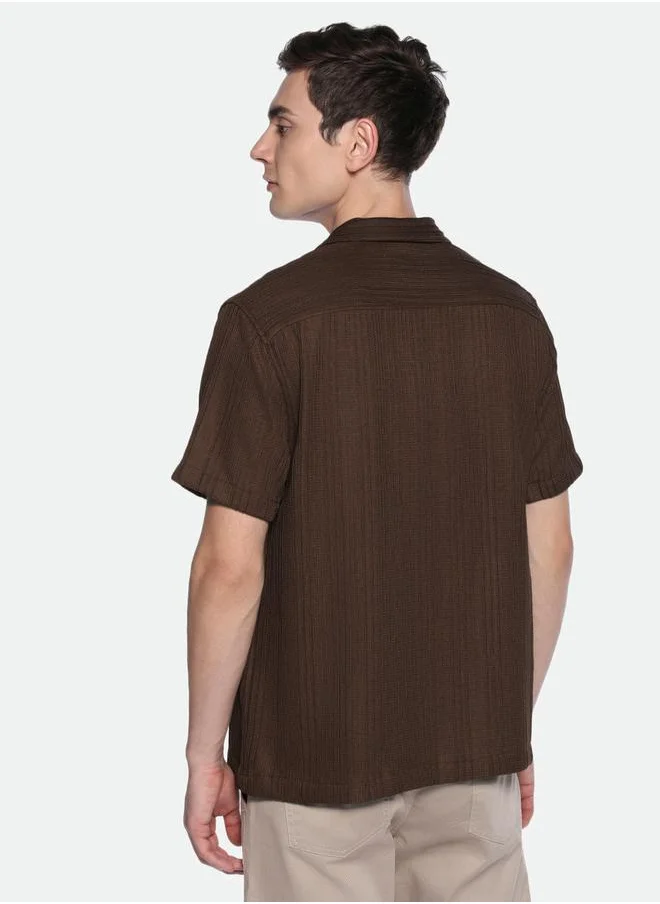 Dennis Lingo Textured Cuban Collar Casual Shirt by Styli