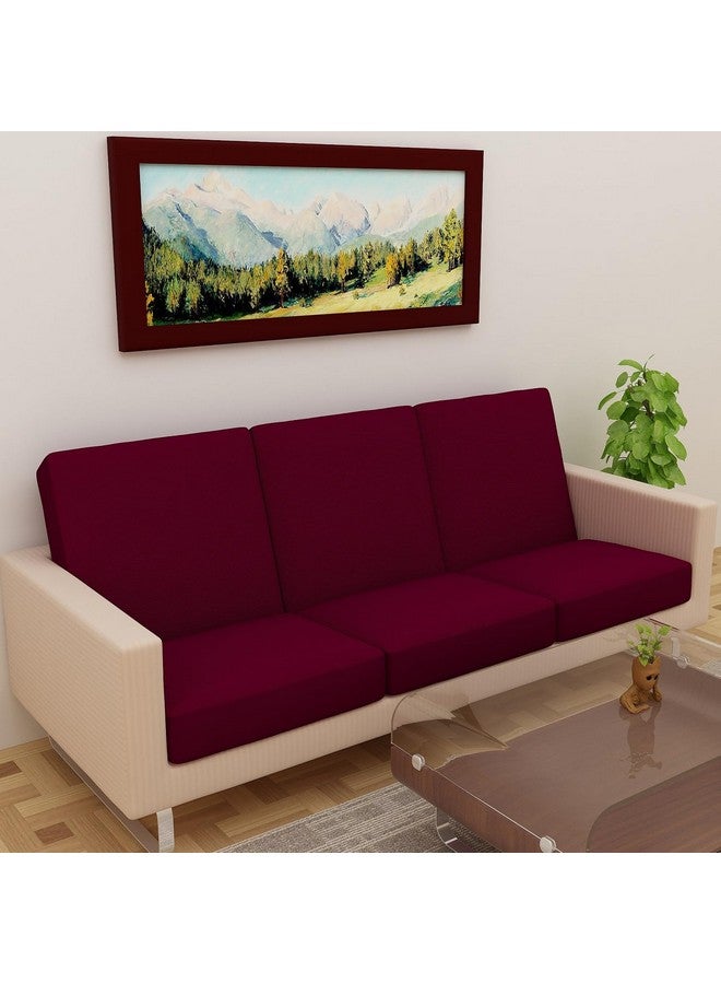 DREAM KING Terry Polycotton Sofa Seat Protector | Flexible | Elastic Stretchable | Sofa Cover | Sofa Protector Four Seater | Color- Maroon (Size: 23 inch X 23 inch) Pack of 6 - Image 2