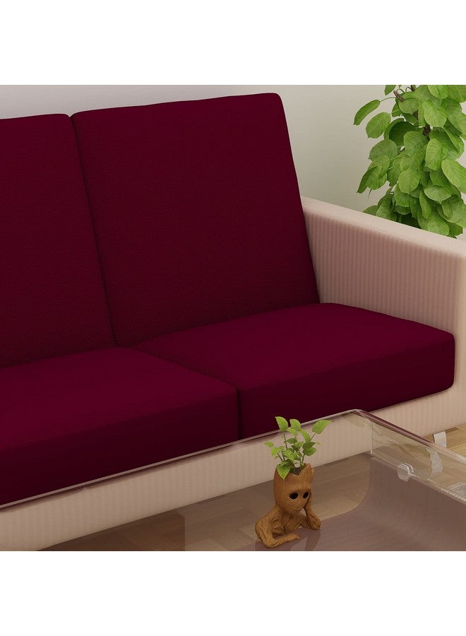 DREAM KING Terry Polycotton Sofa Seat Protector | Flexible | Elastic Stretchable | Sofa Cover | Sofa Protector Four Seater | Color- Maroon (Size: 23 inch X 23 inch) Pack of 6 - Image 3