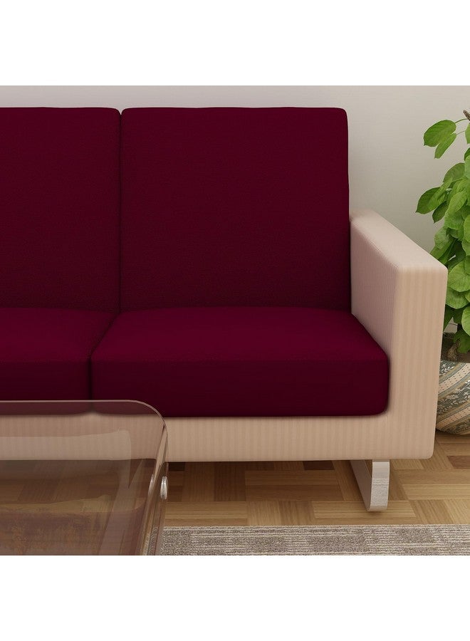 DREAM KING Terry Polycotton Sofa Seat Protector | Flexible | Elastic Stretchable | Sofa Cover | Sofa Protector Four Seater | Color- Maroon (Size: 23 inch X 23 inch) Pack of 6 - Image 4