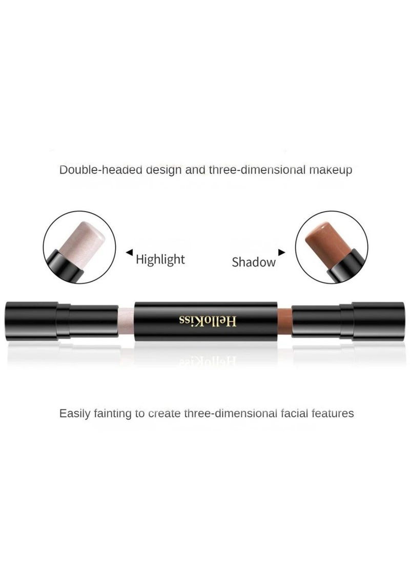 HelloKiss - 2 in 1 Makeup Shading Stick and Face Highlighters Stick Double End Contour Stick Cream Contour Stick Makeup Bronzer Stick Face Makeup Wonder Stick Face Brightens and Shades Pencil 02 - Image 1