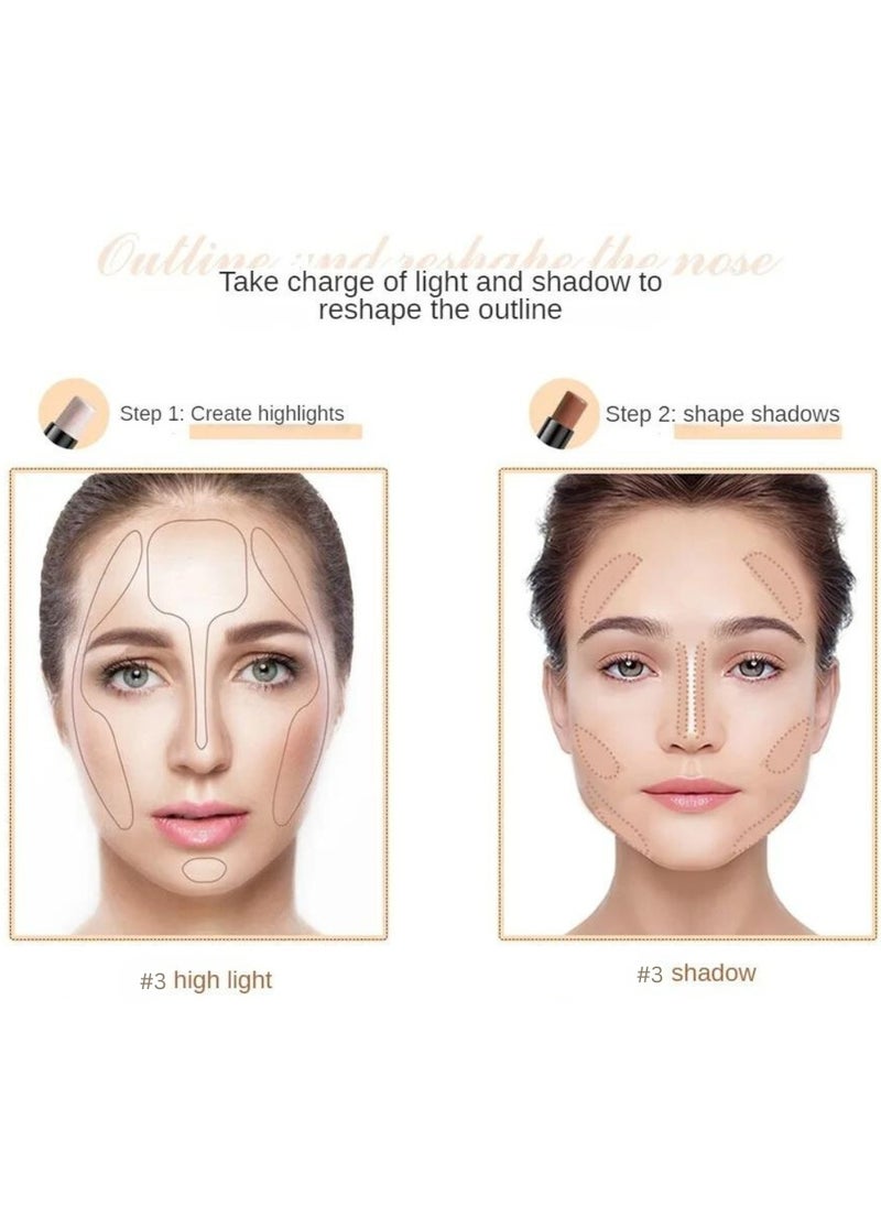 HelloKiss - 2 in 1 Makeup Shading Stick and Face Highlighters Stick Double End Contour Stick Cream Contour Stick Makeup Bronzer Stick Face Makeup Wonder Stick Face Brightens and Shades Pencil 02 - Image 1