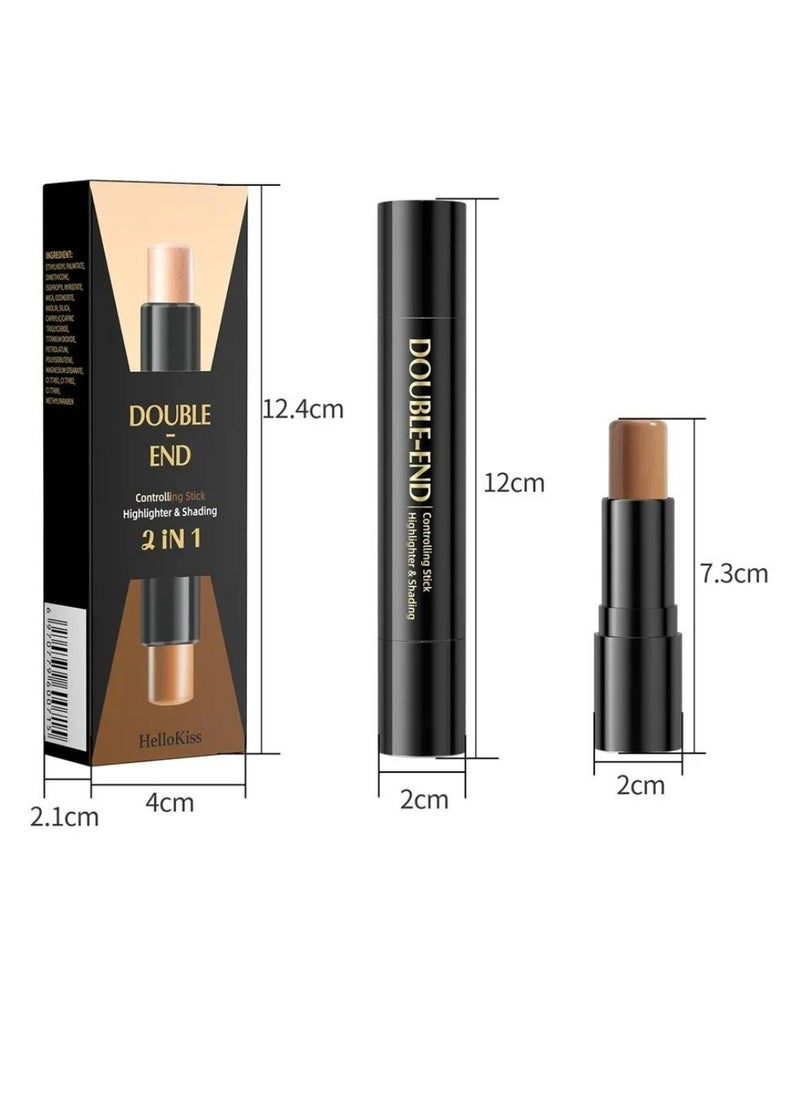 HelloKiss - 2 in 1 Makeup Shading Stick and Face Highlighters Stick Double End Contour Stick Cream Contour Stick Makeup Bronzer Stick Face Makeup Wonder Stick Face Brightens and Shades Pencil 02 - Image 1