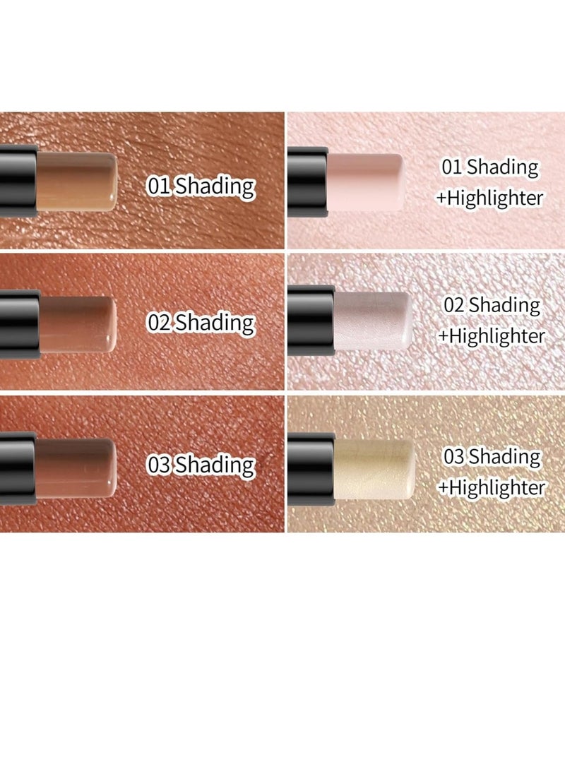 HelloKiss - 2 in 1 Makeup Shading Stick and Face Highlighters Stick Double End Contour Stick Cream Contour Stick Makeup Bronzer Stick Face Makeup Wonder Stick Face Brightens and Shades Pencil 02 - Image 1