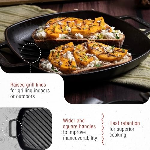 Victoria Cast Iron Square Grill Pan with Double Loop Handles, Made in Colombia, 10 Inches - Image 4