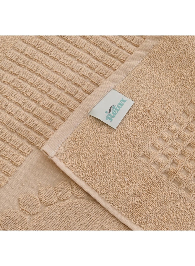 Relax Bath Mat Made from 100% Premium Cotton – Ultra Soft & Highly Absorbent, Fast Quick-Dry Performance, Elegant Woven Design, Beige Color, Large Size 51 × 93 cm - Image 2